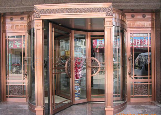 Chiny Bronze Engraving Flower Hotel entrance automatic revolving door OEM service dystrybutor